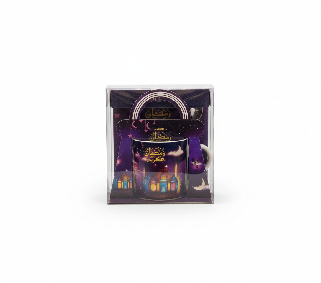Ramadan Kareem Ceramic Mug with Lid – Festive Night Illustration (Gift Box) | 7161-10