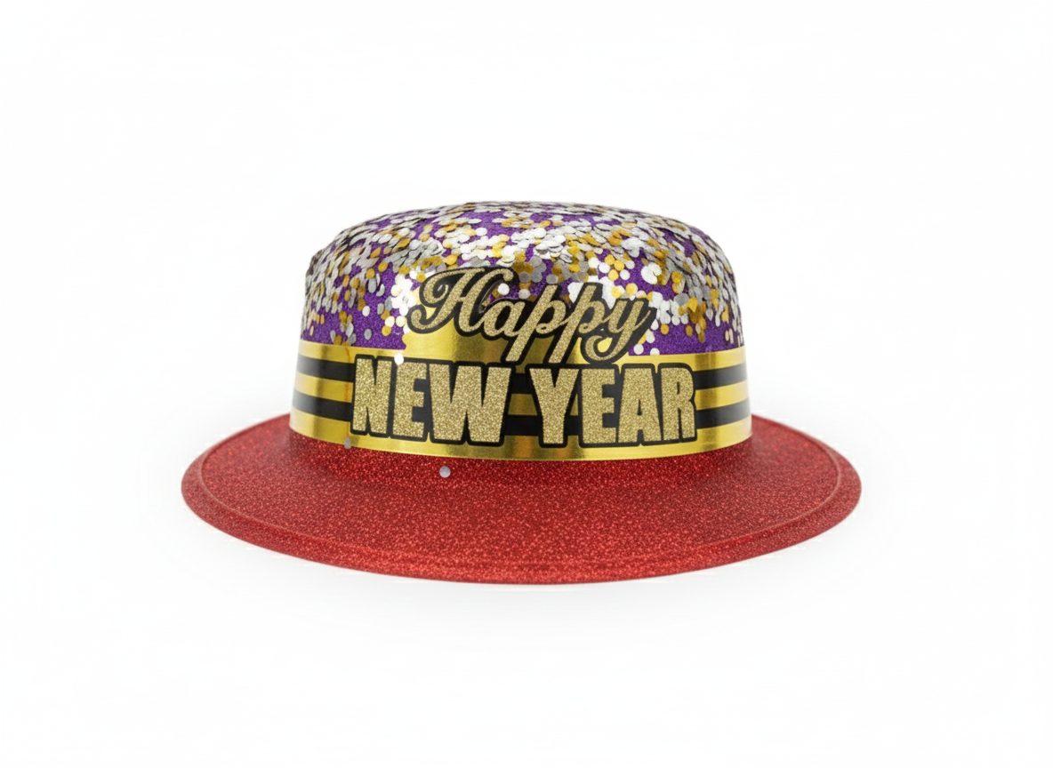 Happy New Year Glitter Party Hat - Red | AL1840
