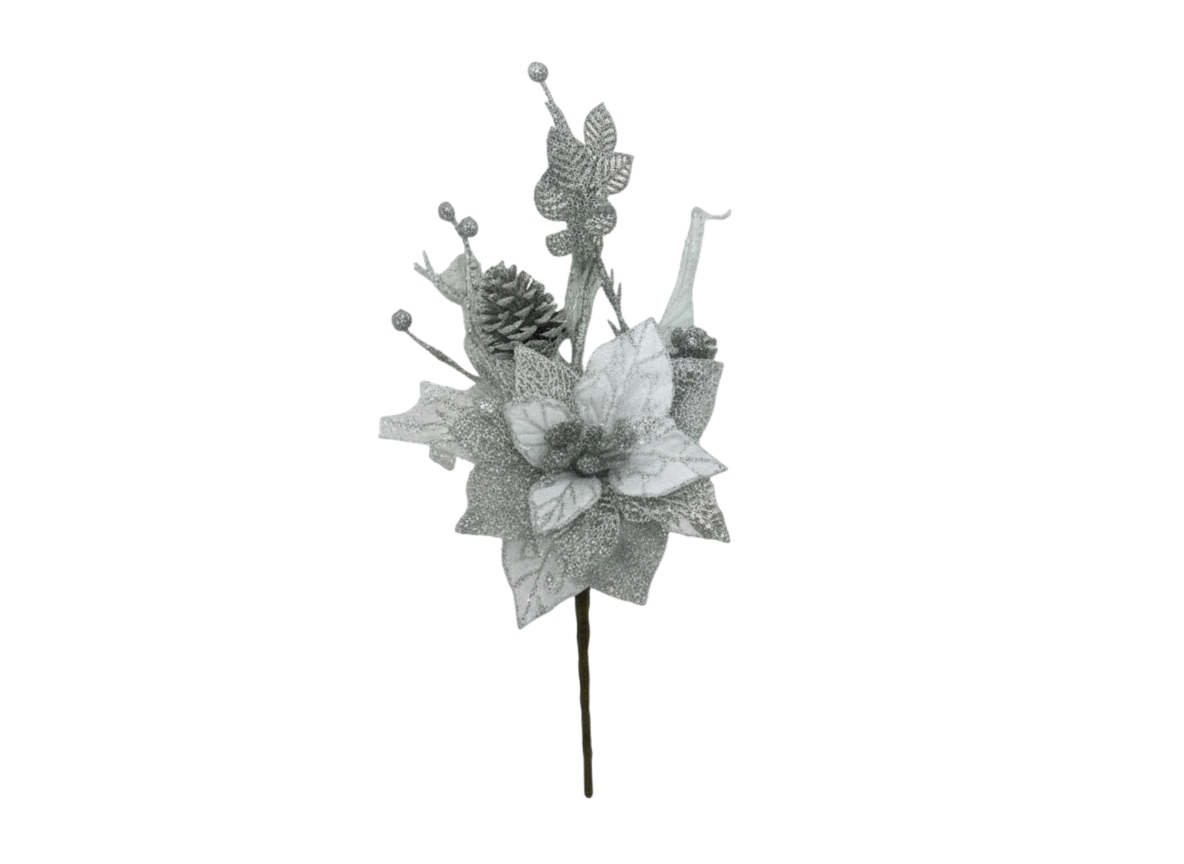 Silver Christmas Decorative Pick | 10058