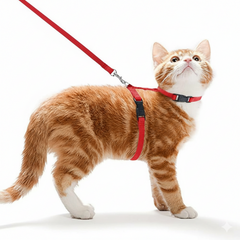 مقود و سرج القطط من جوكسوم بت شوب - أحمر | PET-CL-RDG01