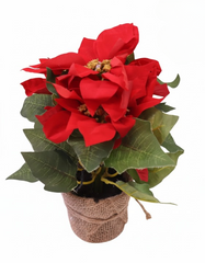 Decorative Artificial Red Poinsettia Plant with Pot | MXF-L-001