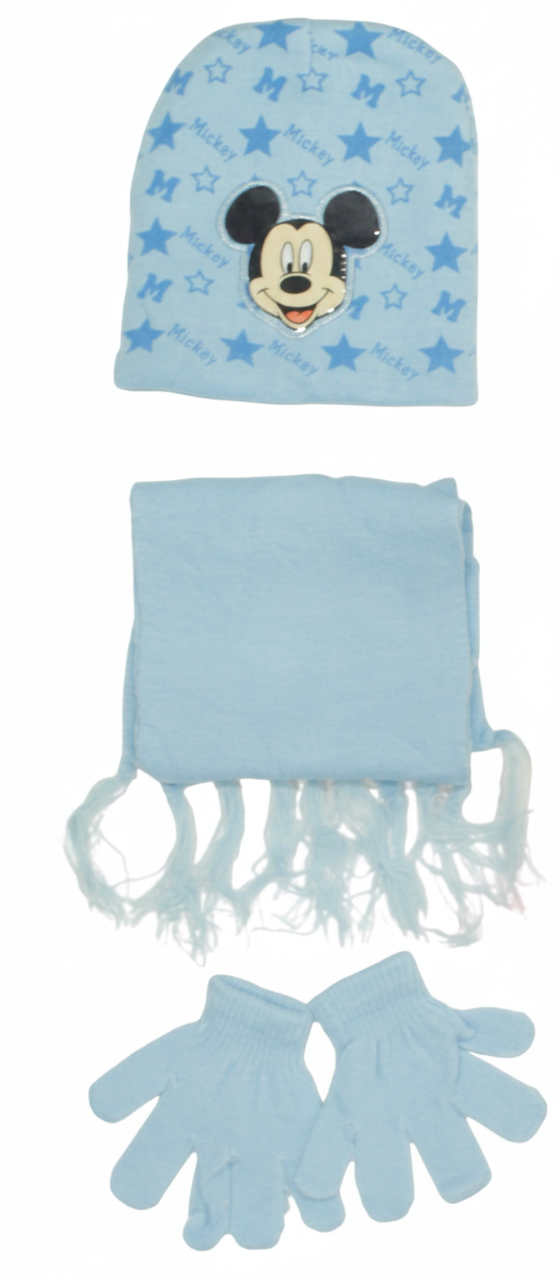 Mickey Mouse Kids Winter Set - Hat, Scarf & Gloves - Light Blue | AL1896