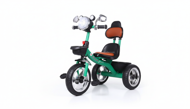Green Kids Tricycle with Headlight & Backrest | Q5