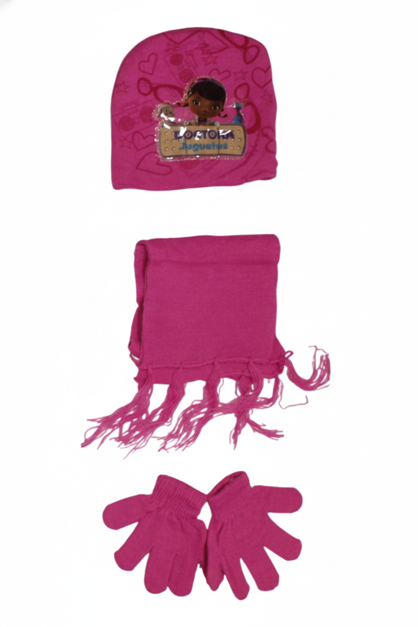 Doc McStuffins Kids Winter Set - Hat, Scarf & Gloves - Dark Pink | AL1890