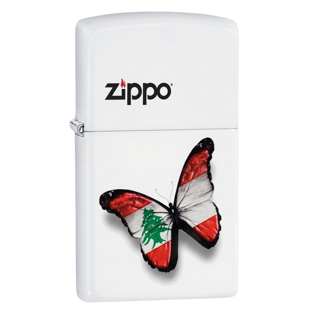 Zippo Butterfly Lebanese Flag White Matte Windproof Lighter | 214-001698