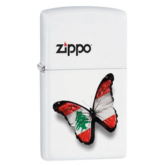 Zippo Butterfly Lebanese Flag White Matte Windproof Lighter | 214-001698