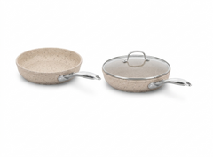 Korkmaz Set of 2 Granita Frypan 28 cm + Frypan 26 cm with Lid