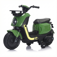 Big Bull Kids Electric Ride-On Scooter with Training Wheels - Green | B100G