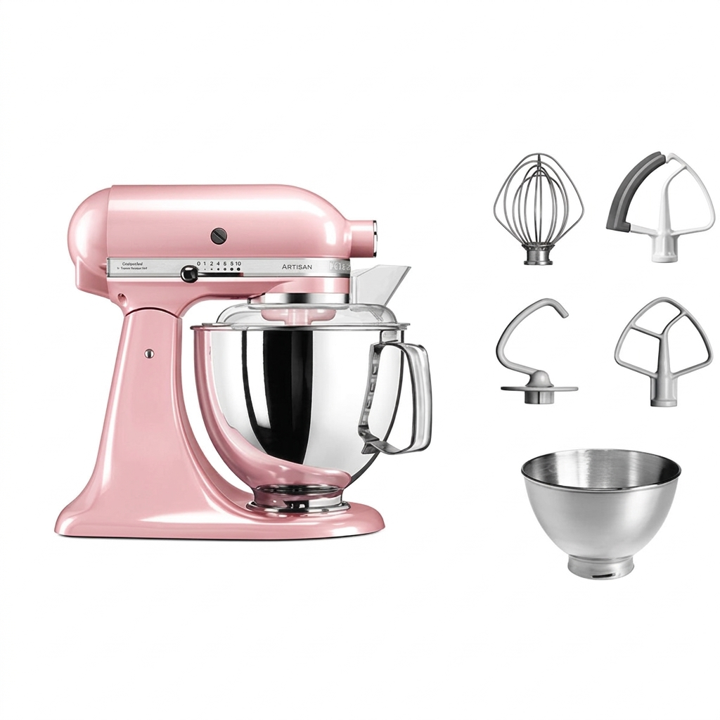 KitchenAid Tilt-Head Artisan Mixer Silky Pink 4.8L + 3L Bowl + Flex Edge Beater | 5KSM175PSESP