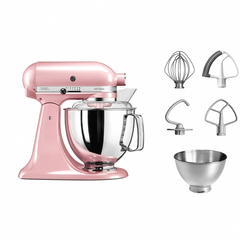 KitchenAid Tilt-Head Artisan Mixer Silky Pink 4.8L + 3L Bowl + Flex Edge Beater | 5KSM175PSESP