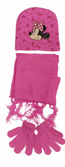 Minnie Mouse Kids Winter Set - Hat, Scarf & Gloves - Dark Pink | AL1889