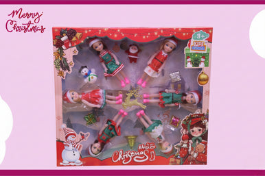 Christmas Mini Doll Set - 6 Holiday Dolls with Festive Outfits & Accessories | 2112