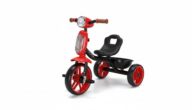 Red Kids Tricycle with Front Headlight & Rear Bucket | 623