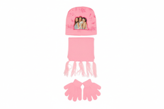 Kids’ Winter Hat, Scarf & Gloves Set with Violetta Print - Pink | AL1885/P
