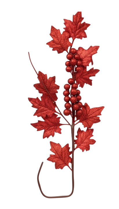 Decorative Red Leaf & Berry Christmas Pick | 10074