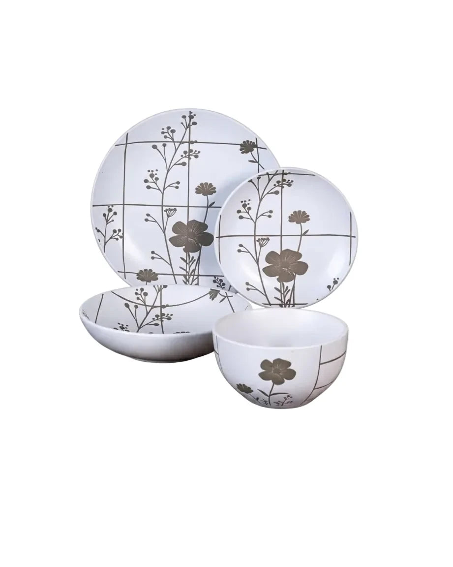 Dorsch Flora Grey 24-Piece Stoneware Set | DH-09393