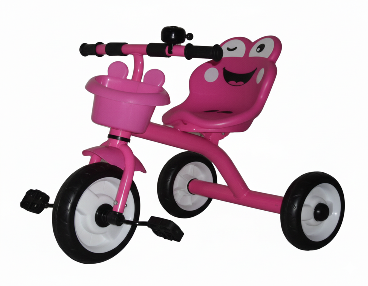 Kids Animal Face Tricycle with Pedals, Front Basket & Comfortable Seat - Pink | AL281/P