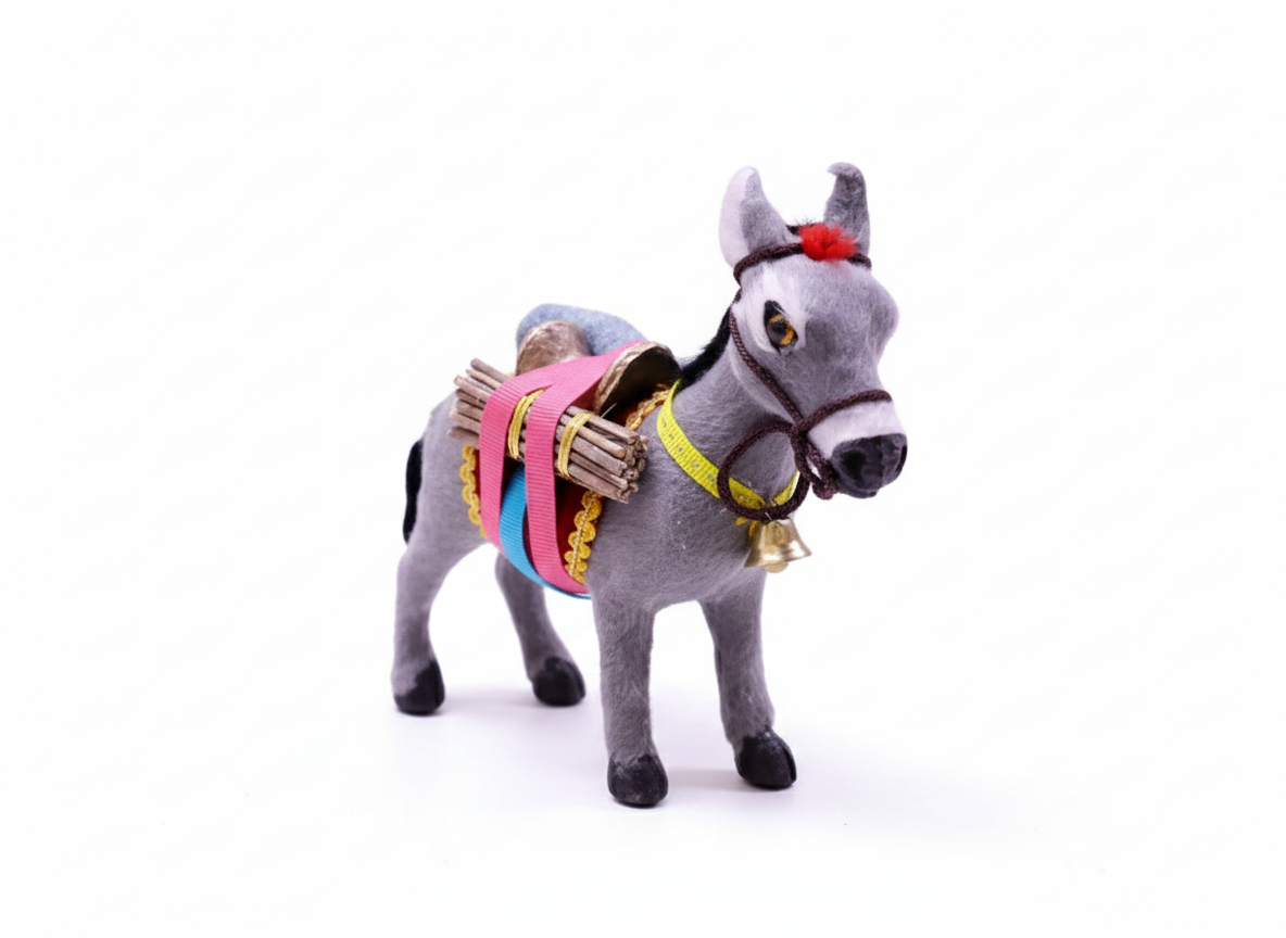 Christmas Donkey Figurine with Loaded Saddle 17 cm | AL548-1