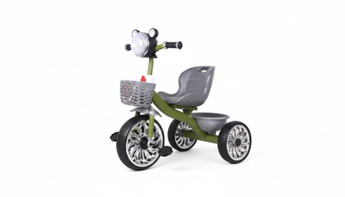 Green Kids Tricycle with Headlight & Basket | 900-8