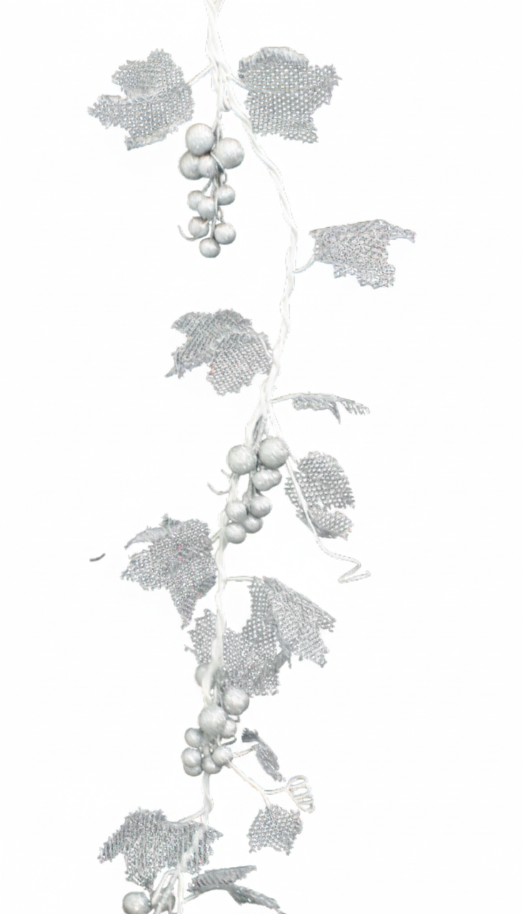 Decorative Silver Grape Leaf & Berry Garland | 10059