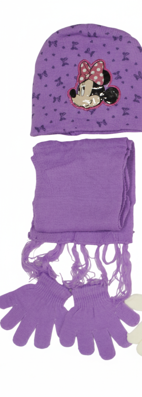Minnie Mouse Kids Winter Set - Hat, Scarf & Gloves - Purple | AL1889
