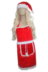 Christmas Apron & Santa Hat Set - Red Holiday Kitchen Costume Outfit | AL68081