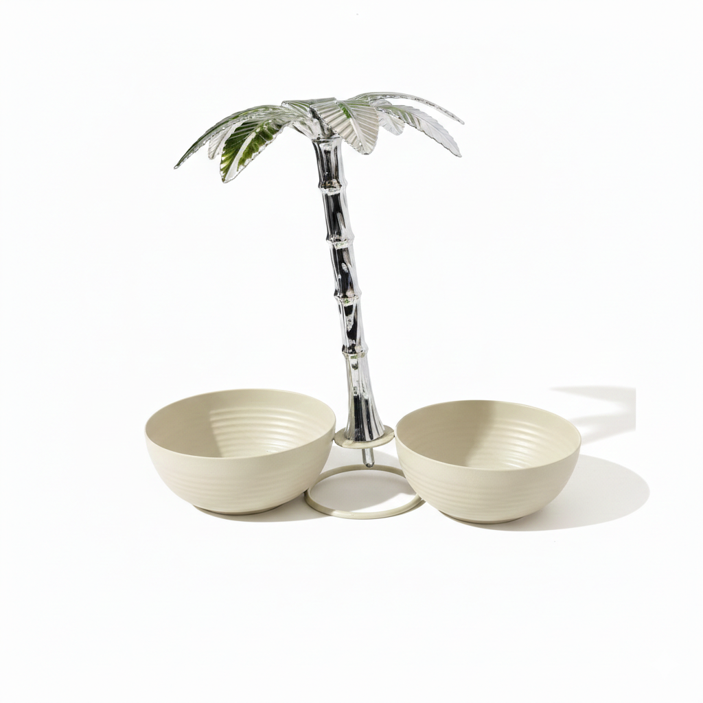 Ramadan Palm Tree Style Double Bowl Serving Stand | 7138-29