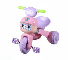 Kids Cartoon Face Tricycle with Pedals, Comfortable Seat & Rear Basket - Pink | AL320/P