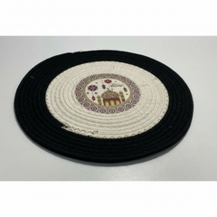Ramadan Large Round Woven Placemat – 40 cm, Elegant Islamic Mosque Design | 1030-127