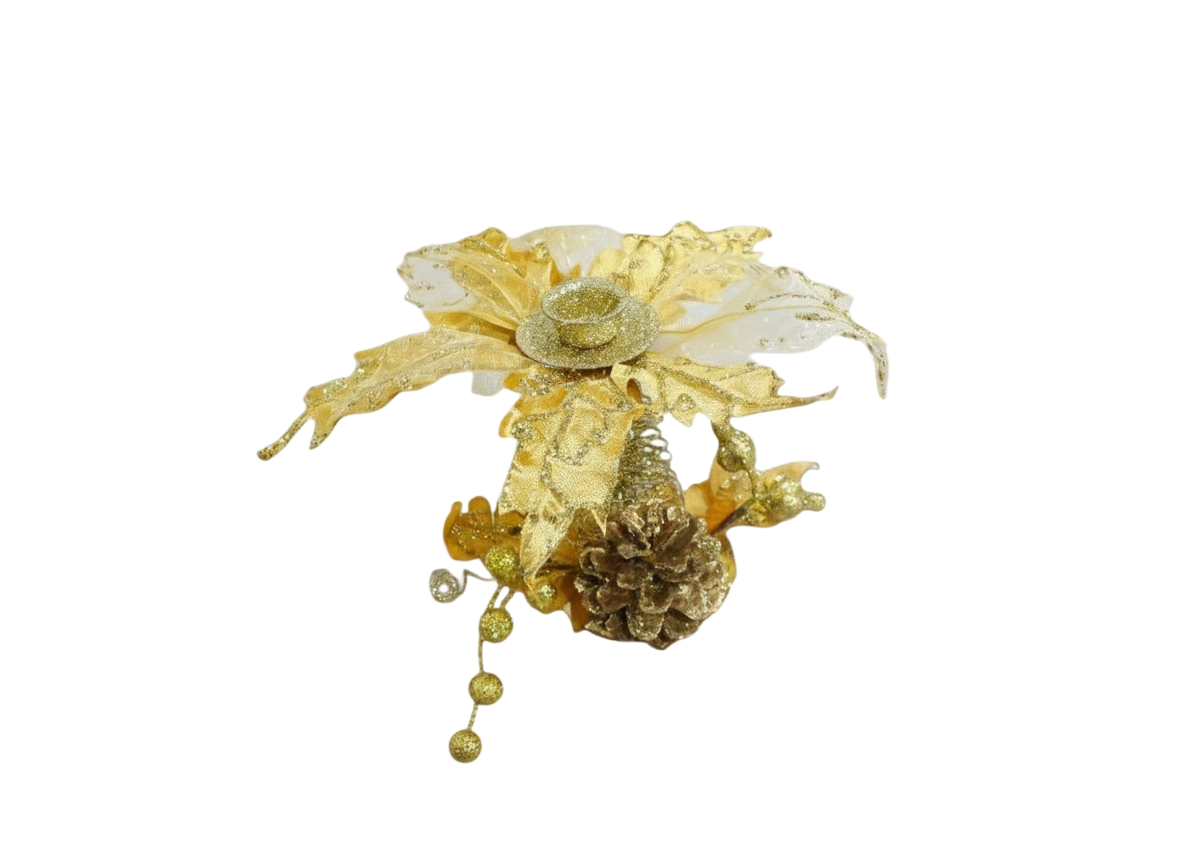 Gold Glitter Candlestick Christmas Decoration | 10078