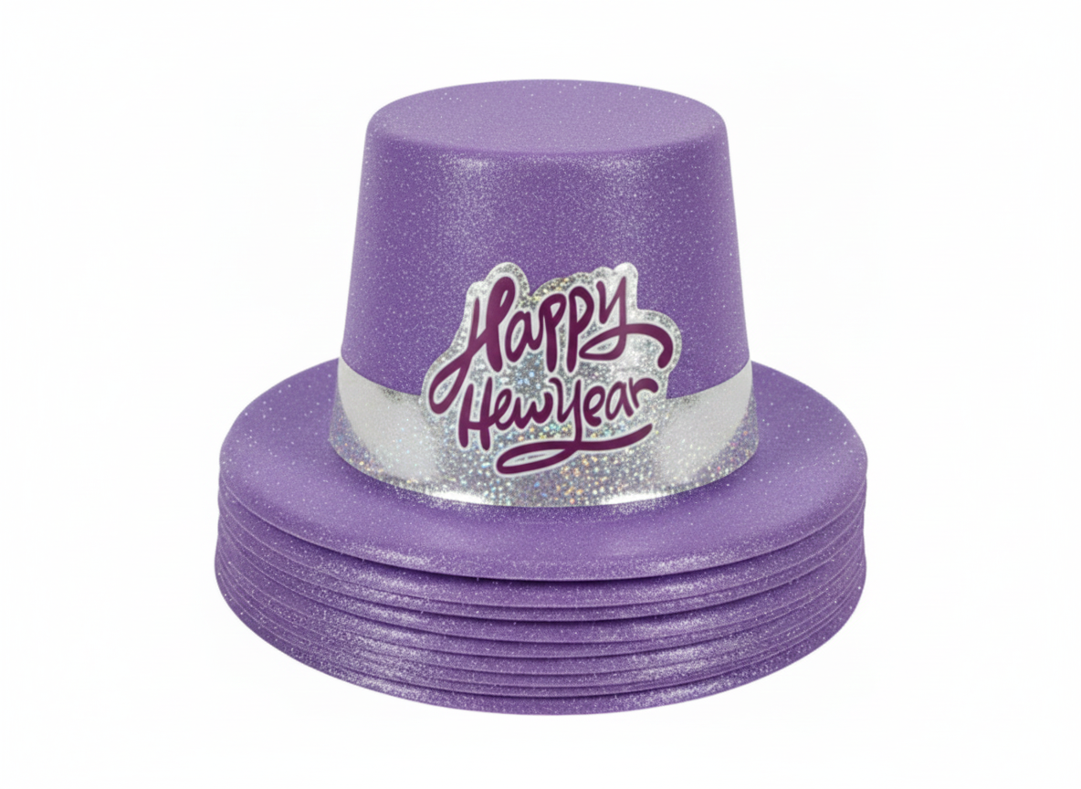 Happy New Year Glitter Party Hat - Purple | AL1835