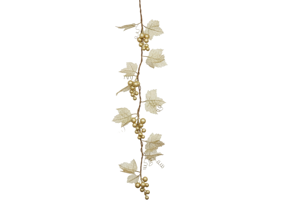 Gold Christmas Grapes & Leaves Garland | 10059