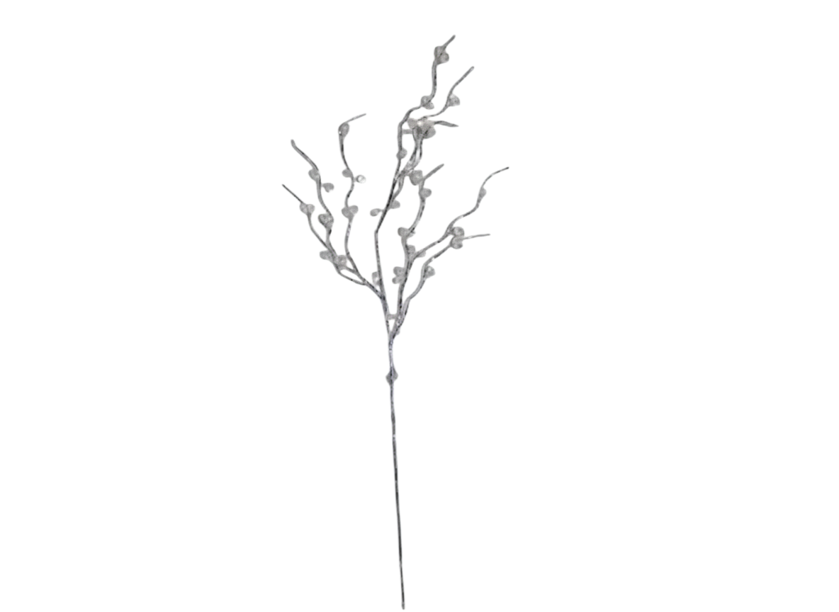 Silver Glitter Curly Branch Christmas Spray 70cm | 789371