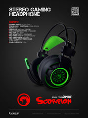 MARVO Headset HG9012GN BACKLIT, SURROUND ADVANCED GAMING HEADSET