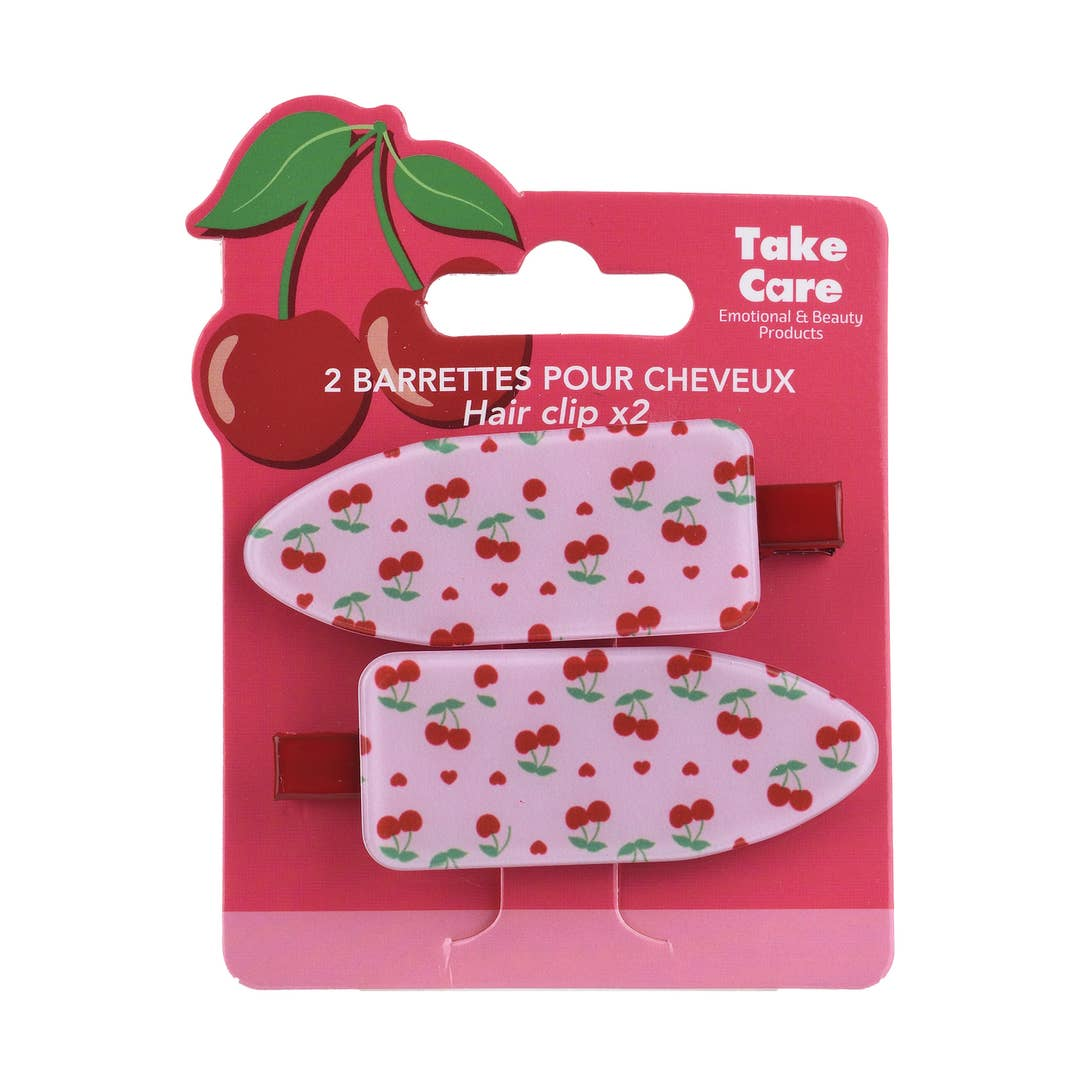 Words 2 x Cherry Hair Clips on Card Assorted | ASS-12