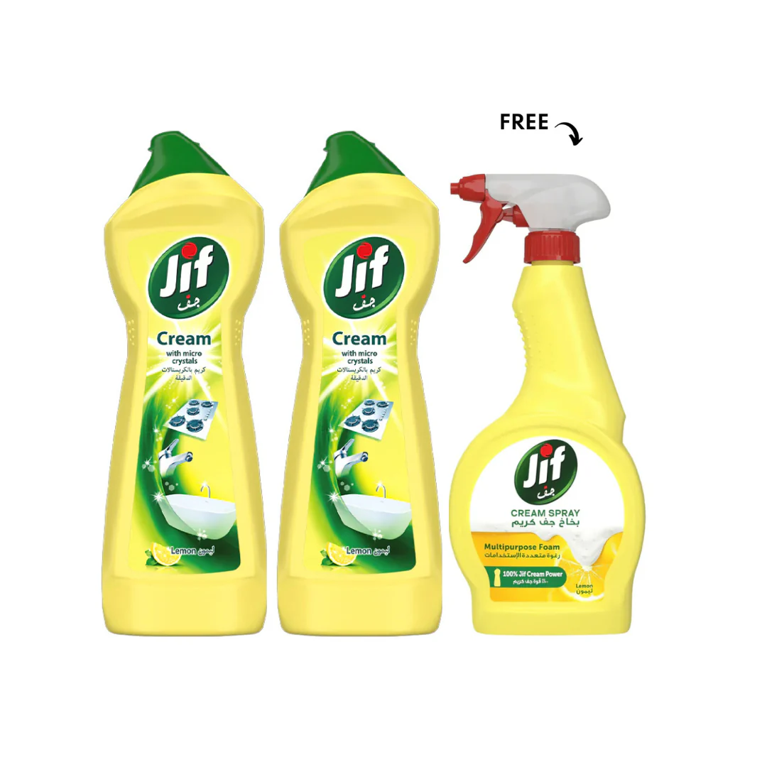 Jif Cream Lemon 2 x 750ml + Spray Lemon 500ml Free | 295417