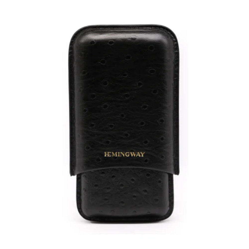 Hemingway Portable Cigar Case 3 Cigars Holder Premium Leather Cigar Case - Black | HMW3PBK