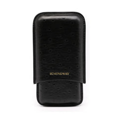 Hemingway Portable Cigar Case 3 Cigars Holder Premium Leather Cigar Case - Black | HMW3PBK