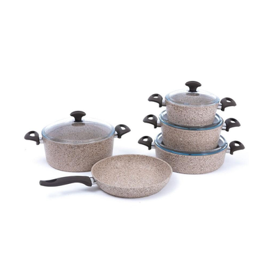 Falez Cooking Set Of 9 Pcs Granite Beige | HUR-A-15170