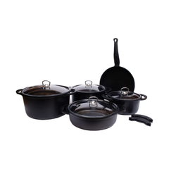 Falez Nova Cast Premium Set Black 9 Pcs S Type Glass Lid | HUR-A-15416