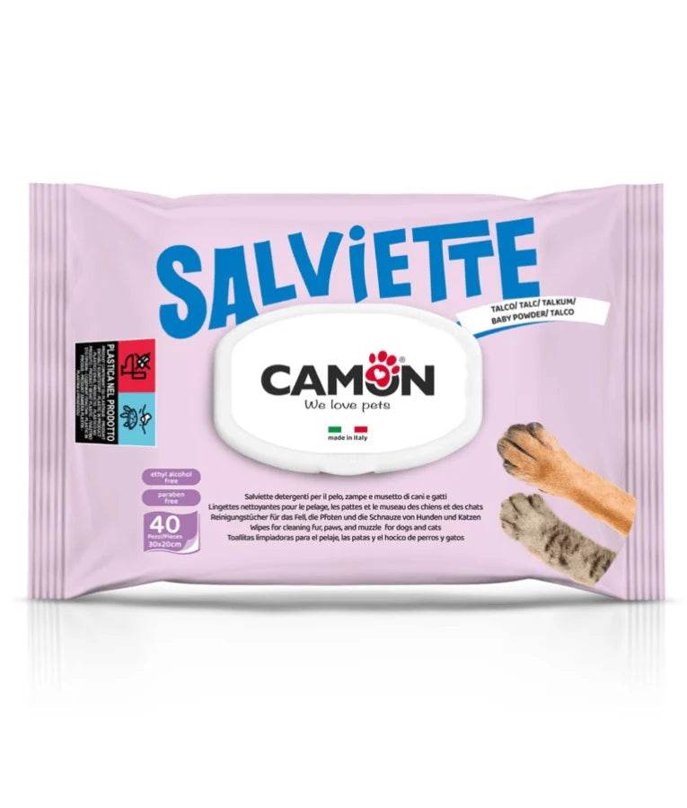 Camon Salviette Talco Cleansing Pet Wipes - Alcohol & Paraben Free
