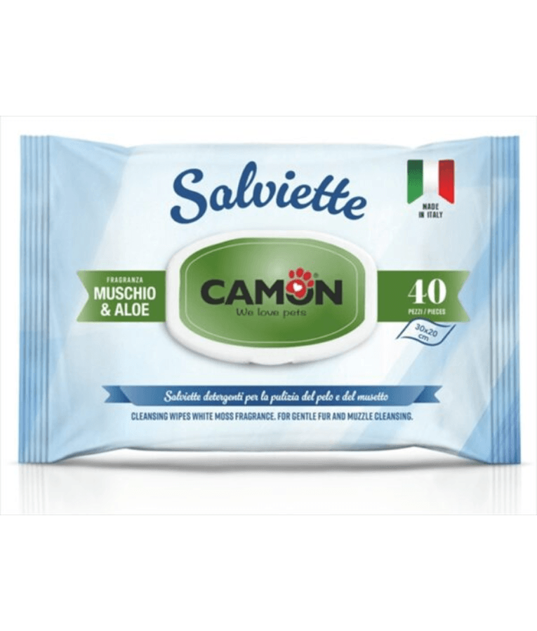 Camon Salviette Aloe Vera & White Musk Cleansing Pet Wipes - Alcohol & Paraben Free