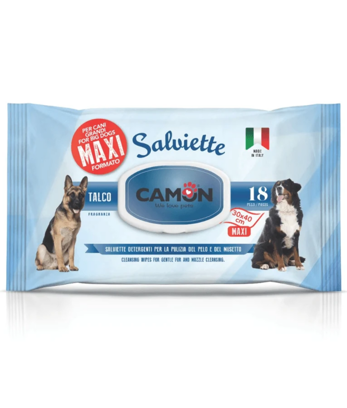 Camon Maxi Salviette Talco Cleansing Pet Wipes 18 Sheets - Alcohol & Paraben Free