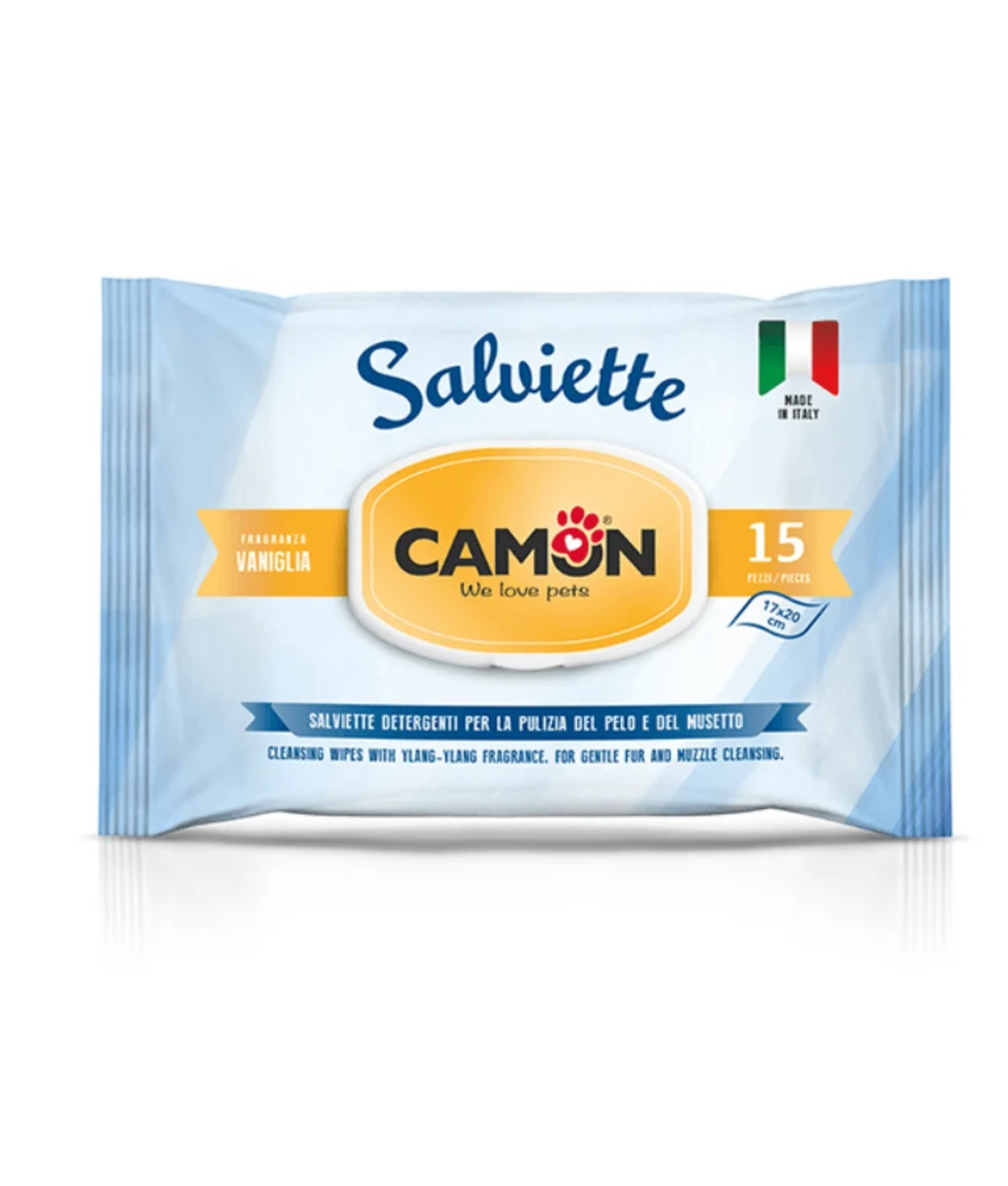 Camon Salviette Vanilla Pocket Cleansing Pet Wipes 15 Sheets