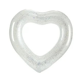 Grey Heart Inflatable Swim Ring - Glitter Pool Float | 583-13