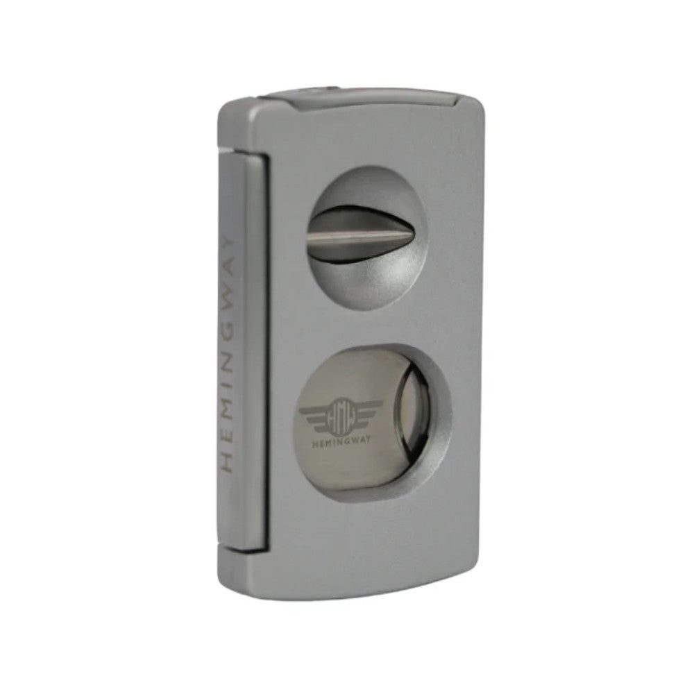 Hemingway Luxury Cigar Cutter Stainless Steel V-Cut and Round Cut with Cigar Punch Silver | HemCutSilver