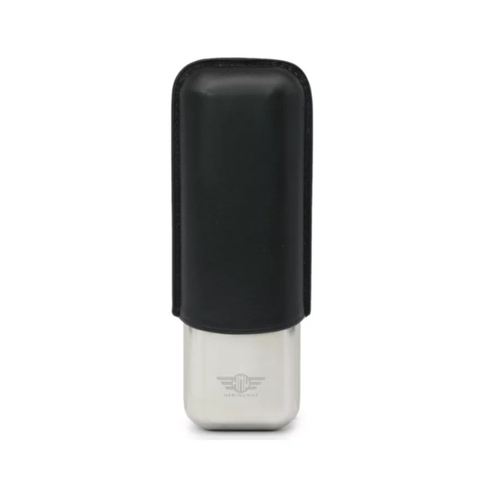 Hemingway Metal Cigar Case With Tight Seal Holds Up To 2 Cigars - Black | HemMetalBlack