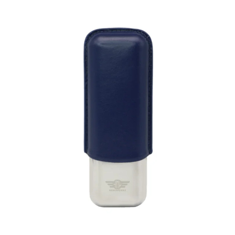 Hemingway Metal Cigar Case With Tight Seal Holds Up To 2 Cigars - Blue | HemMetalBlue