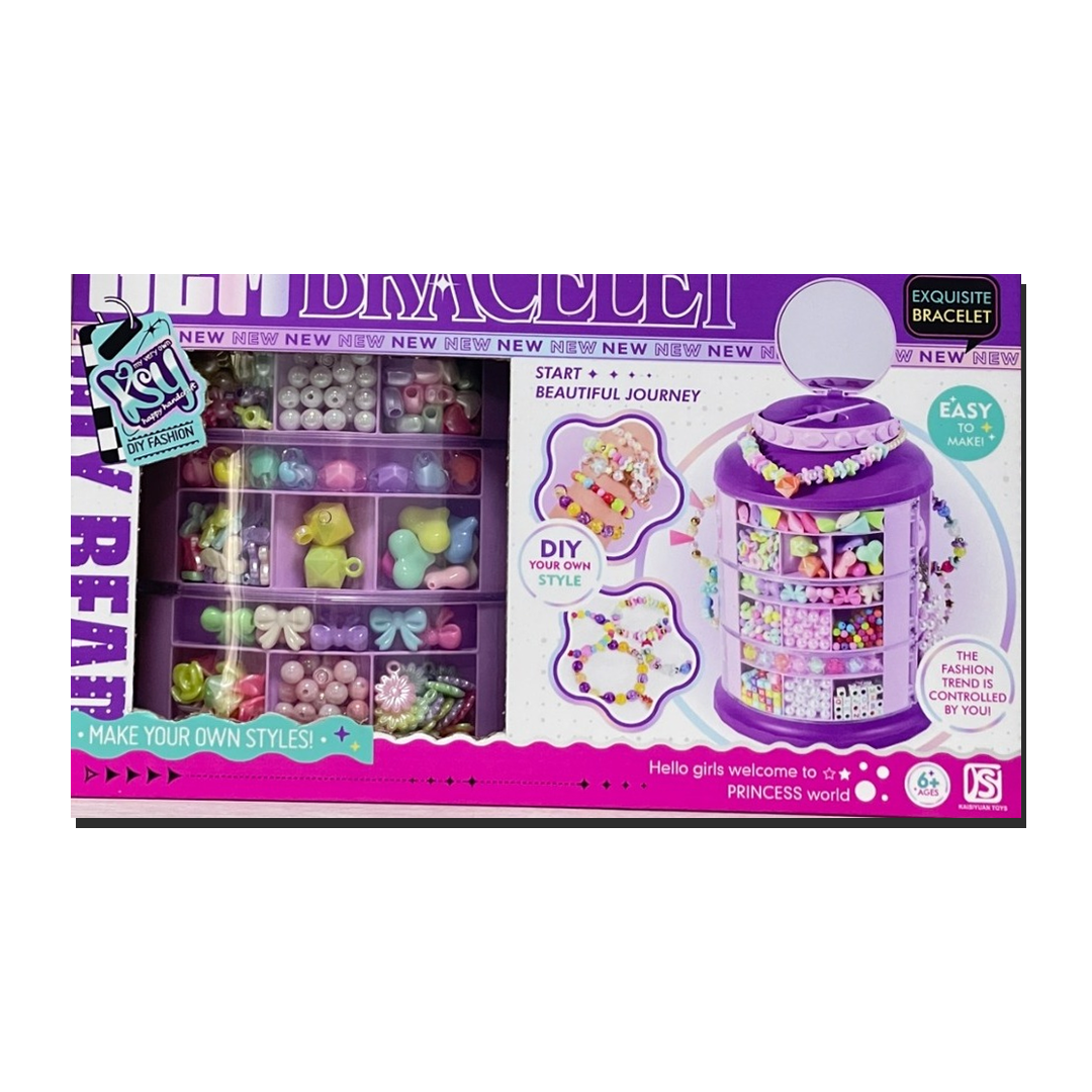 DIY Gem Bracelet Set - Rotating Bead Organizer & Jewelry Making Kit - Purple Design | KSY932A