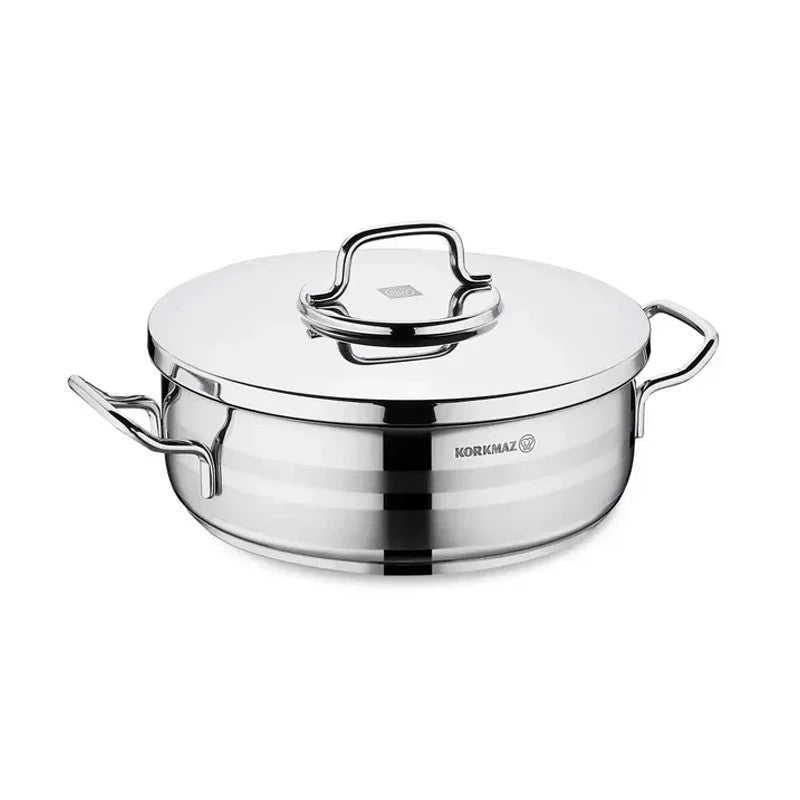 Korkmaz Astra2 Stainless Steel Low Casserole 24 cm | A2034